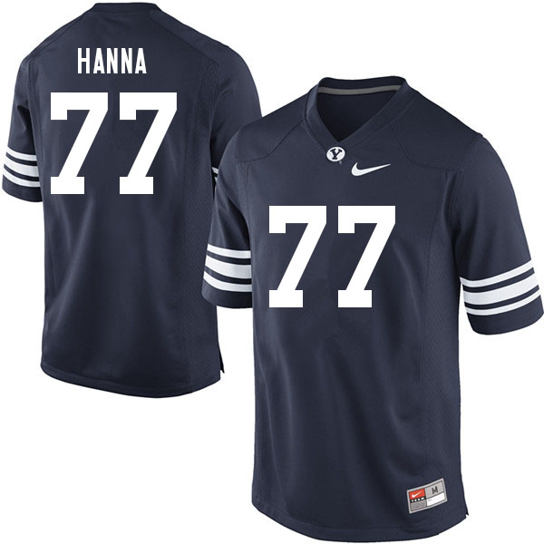 Men #77 Donovan Hanna BYU Cougars College Football Jerseys Sale-Navy - Click Image to Close